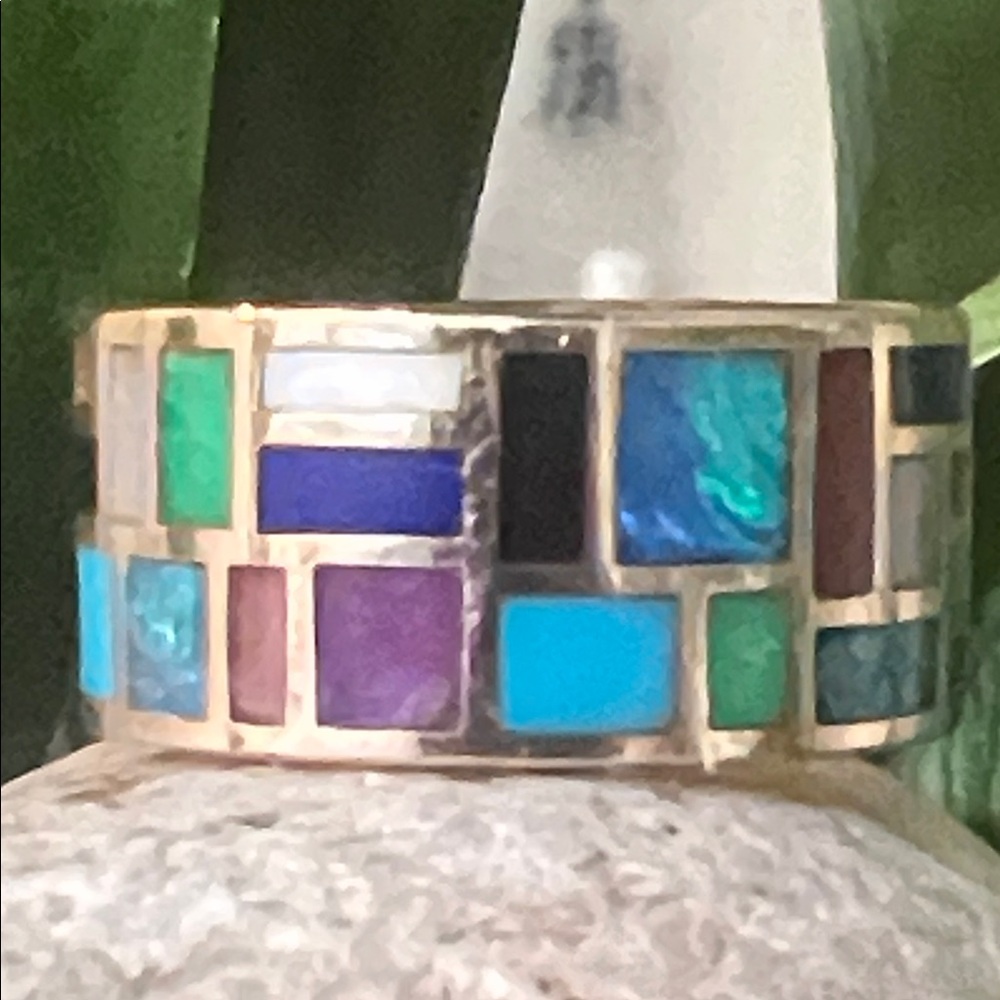 Marla Aaron Multicolor Inlay Gold Ring - Picture 8 of 11